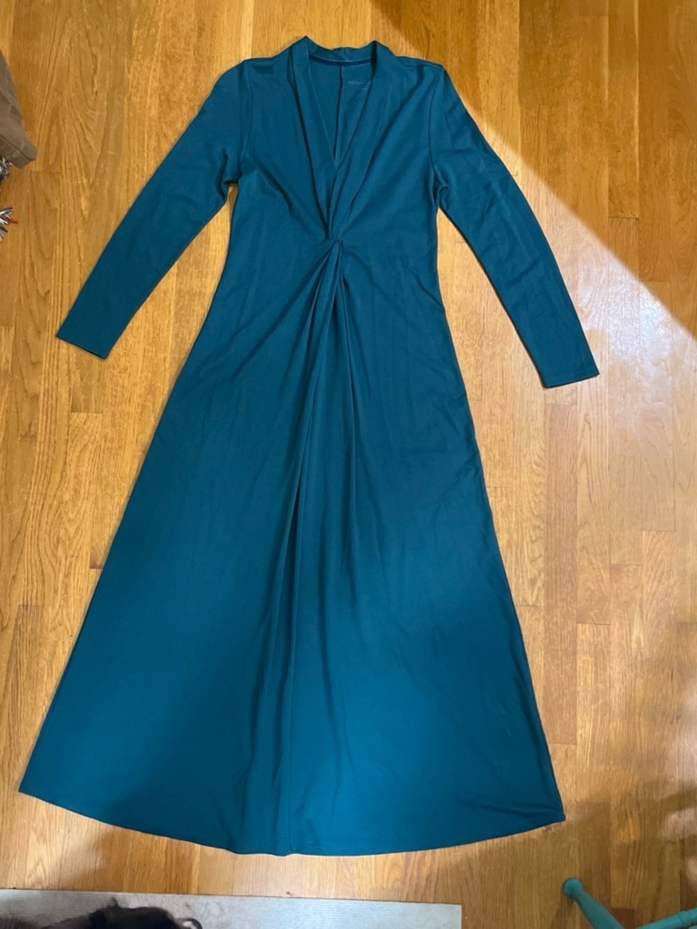 Soft Surroundings Teal Long Sleeve Twist-Front Maxi Dress